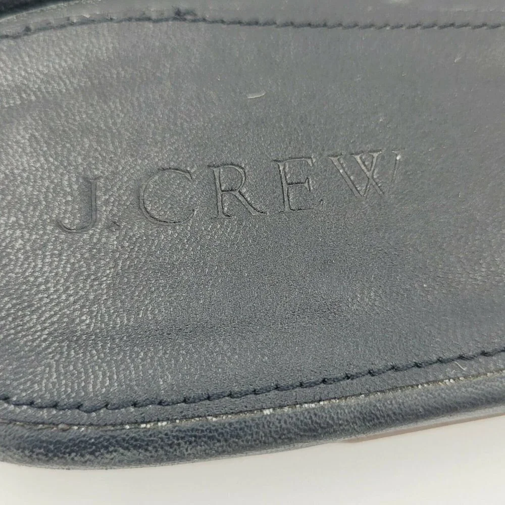 J. Crew Cora Black Leather Two Strap Slide Sandals Size 9